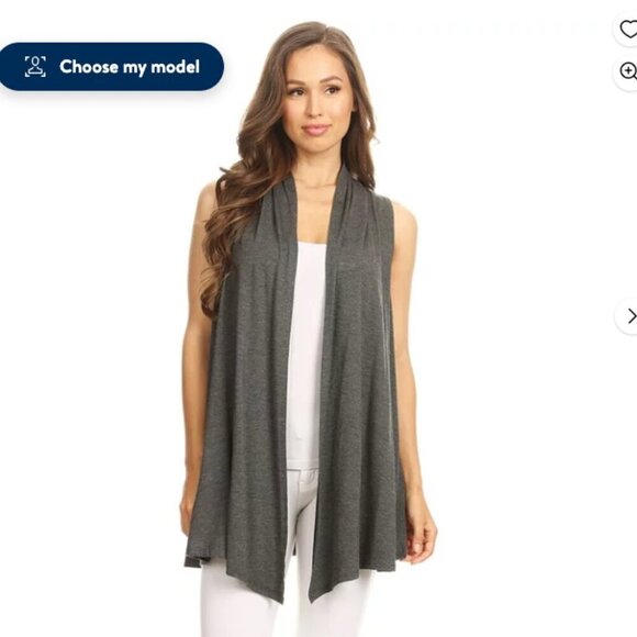 Women's Sleeveless Draped Open Front Cardigan Vest - Picture 11 of 14